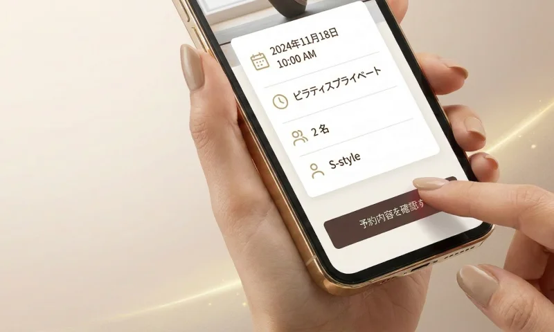 予約詳細確認画面をスマートフォンで見ている様子
